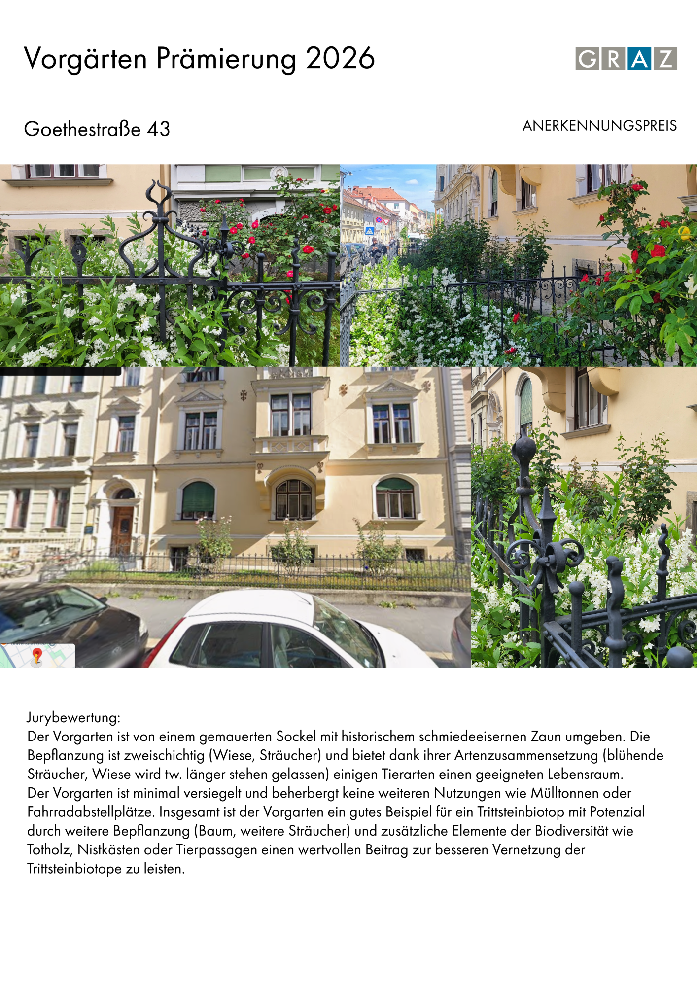 Anerkennungspreis © Stadt Graz Anerkennungspreis