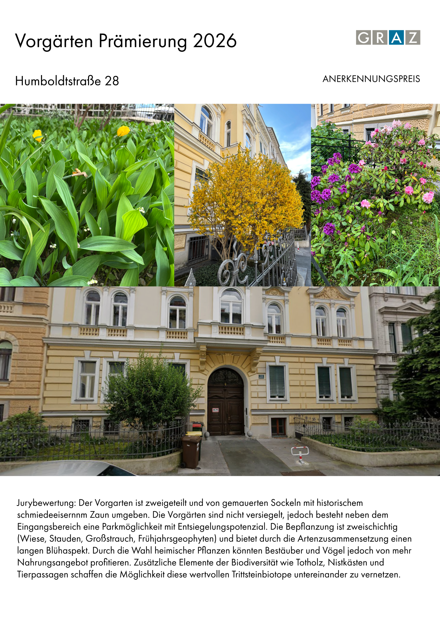 Anerkennungspreis © Stadt Graz Anerkennungspreis