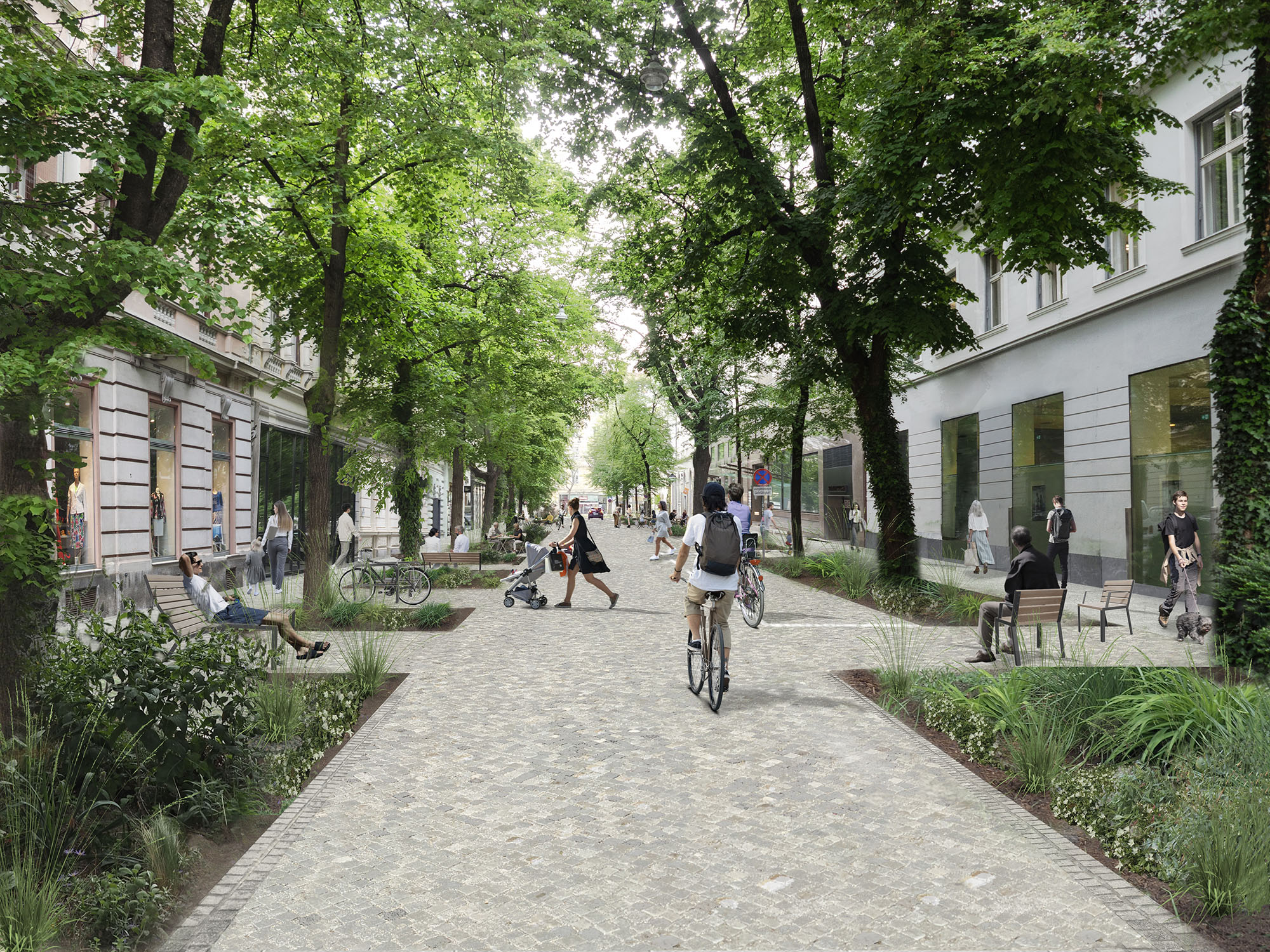 Schaubild zur "Grünen Meile Kaiserfeldgasse" © Stadtplanung Graz Schaubild zur "Grünen Meile Kaiserfeldgasse"