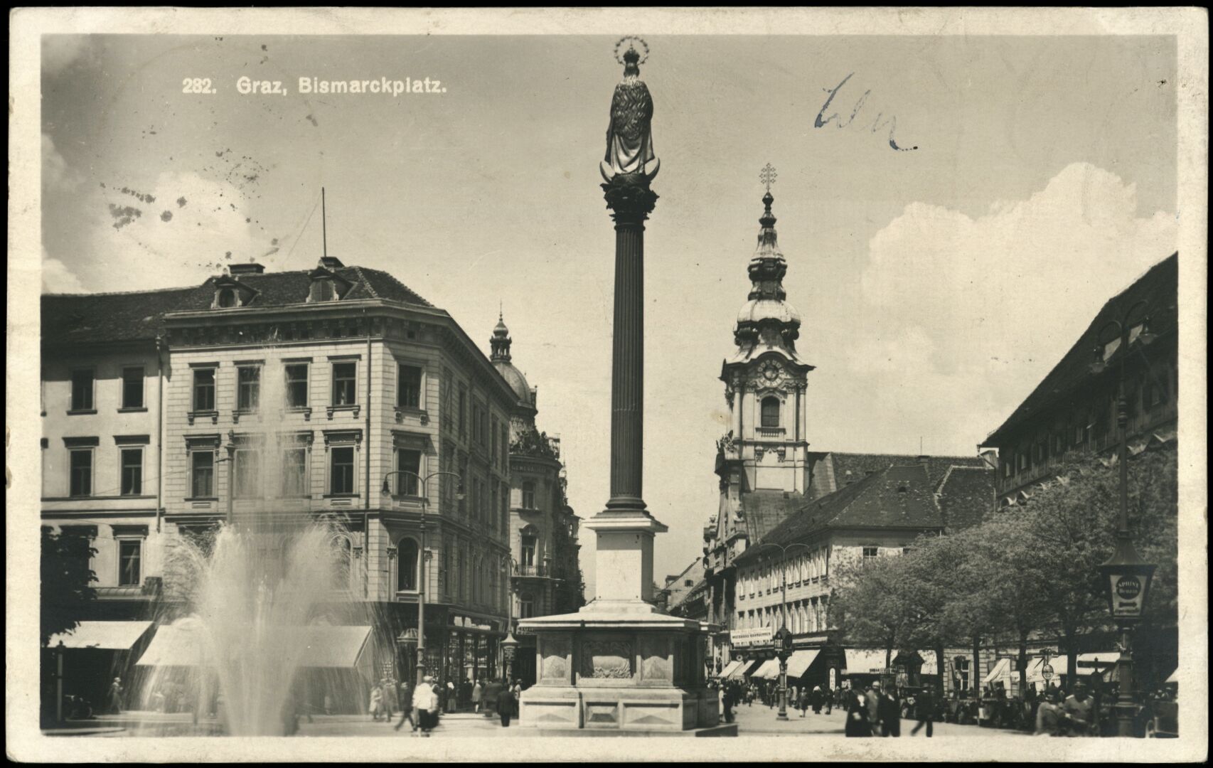Graz, Bismarckplatz; gelaufen 1930; Österreichische Nationalbibliothek. Ansichtskarten online. httpdata.onb.ac.atAKONAK024_335