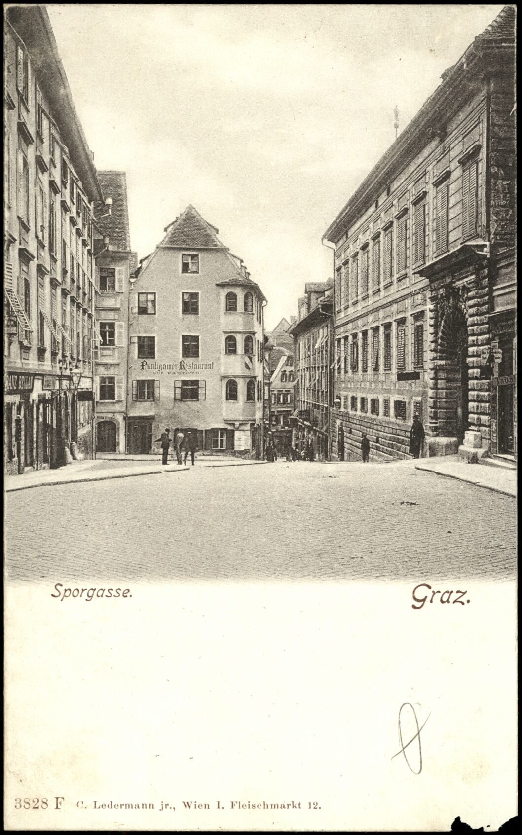 Graz, Sporgasse; vor 1905; Österreichische Nationalbibliothek. Ansichtskarten online. httpdata.onb.ac.atAKONAK054_113