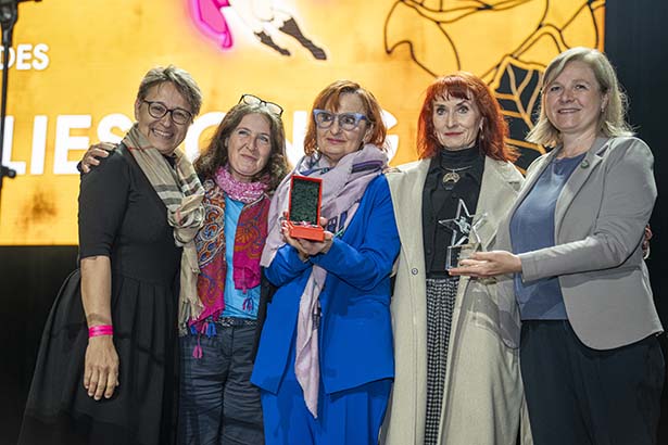 Frauenpower auf der Bühne (v. l.): Anita Ziegerhofer, Bürgermeisterin Elke Kahr, Edith Hornig, Preisträgerin Lydia Lieskonig und Vizebürgermeisterin Judith Schwentner