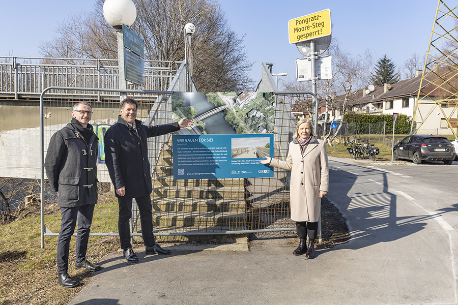 Zukunftsweisend: Vizebürgermeisterin Judith Schwentner, Stadtbaudirektor Bertram Werle und Projektleiter Wolfgang Toman (v. r.)