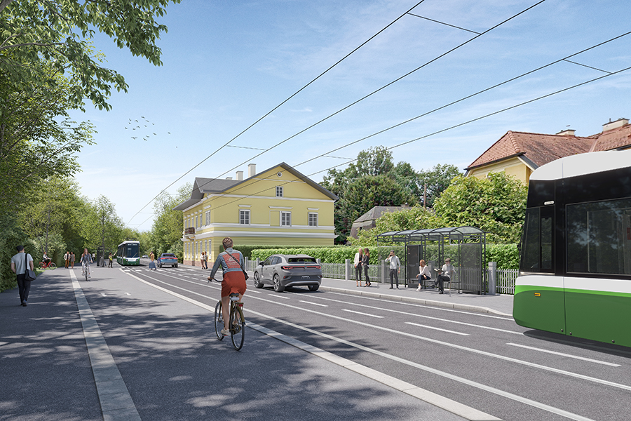 Mit dem Ausbau der Linie 1 bekommt die Hilmteichgasse ein neues Gesicht. © freiland Umweltconsulting ZT GmbH Mit dem Ausbau der Linie 1 bekommt die Hilmteichgasse ein neues Gesicht.