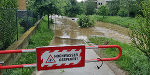 Pluviale Überschwemmung beim Petersbach 2023 - Bach und Oberflächen konnten kein zusätzliches Wasser mehr aufnehmen.