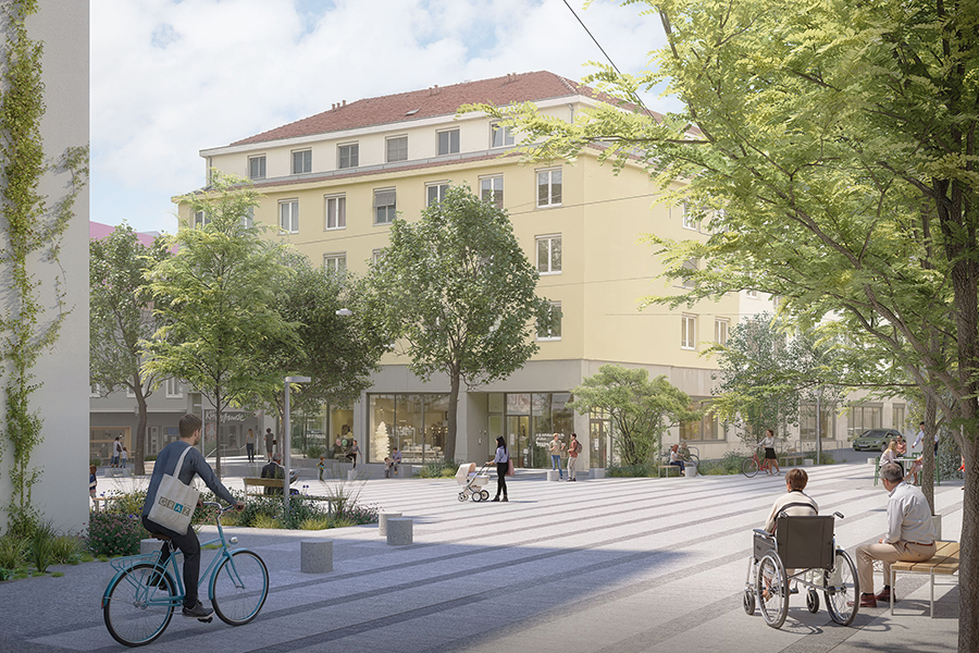 Eine Vision wächst: Der Tummelplatz nach Plänen der Architekt:innen Julia Fröhlich, Wolfgang Timmer und Martin Konrad. © Stadt Graz/contrapost Eine Vision wächst: Der Tummelplatz nach Plänen der Architekt:innen Julia Fröhlich, Wolfgang Timmer und Martin Konrad.