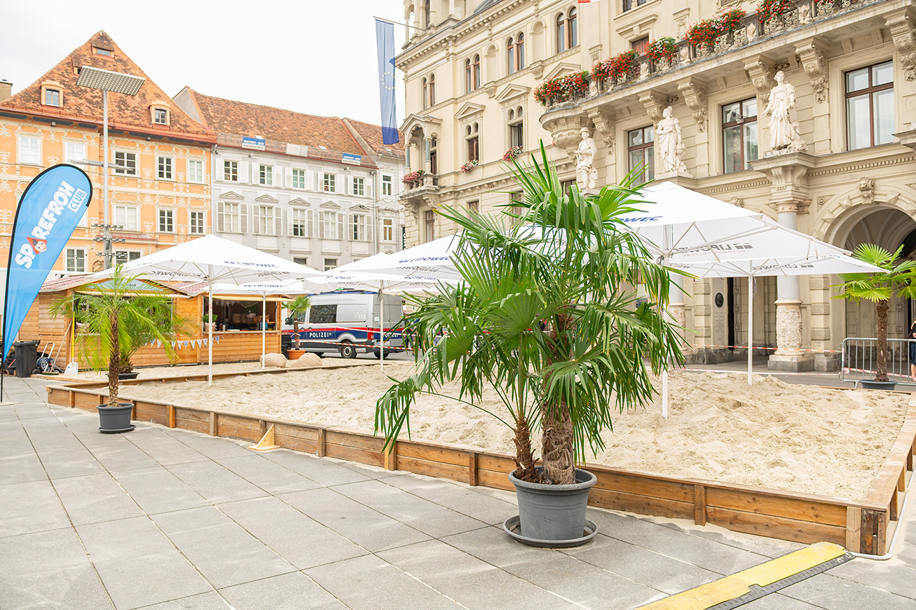 Sommerfeeling am Hauptplatz. © Stadt Graz/Fischer Sommerfeeling am Hauptplatz.
