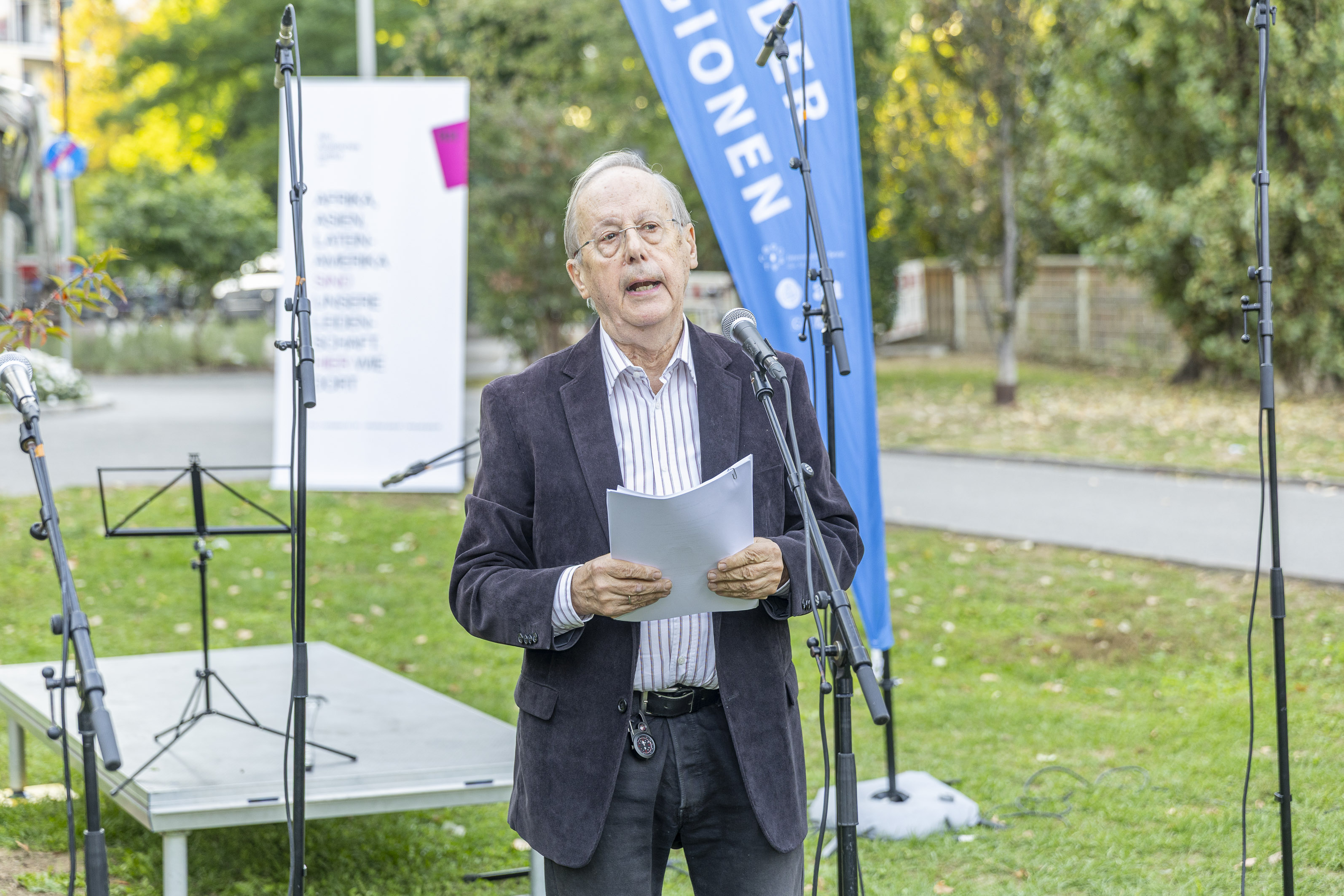 Karl Kumpfmüller bei seiner Festrede im Rahmen der Abschlussveranstaltung © Stadt Graz/Fischer Karl Kumpfmüller bei seiner Festrede im Rahmen der Abschlussveranstaltung