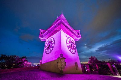 Uhrturm pink © FotoFischer Uhrturm pink